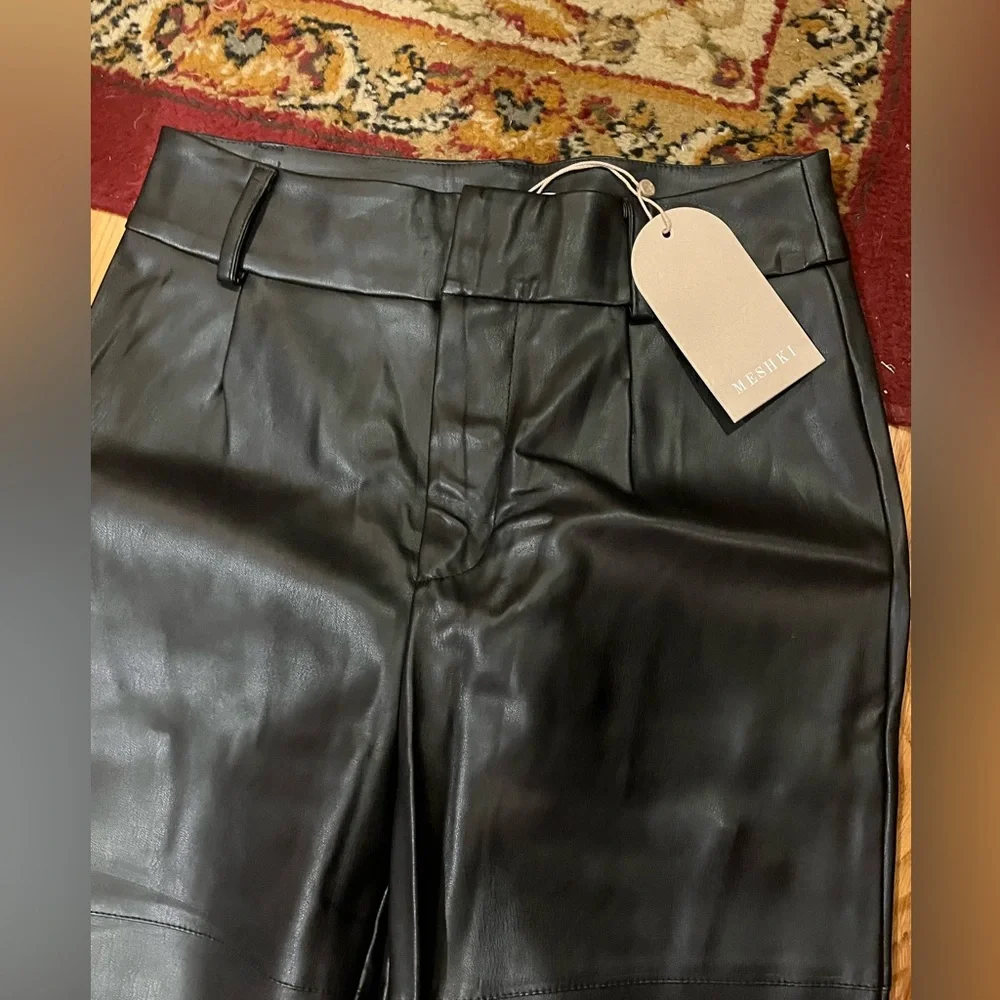 NWT Meshki Black Sima Faux Leather High Waisted Pants - Picture 3 of 14